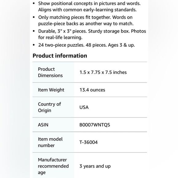 TREND Opposites Two-Sided Puzzle Set Toddler Kids Learning Matching Toy. - Picture 4 of 4